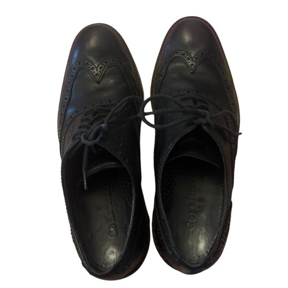8M Cole Haan Colton Brogue Perforated Wingtip Oxford Black Leather Lace-Up Shoe - Picture 5 of 10
